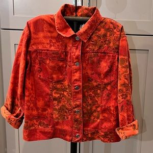 Chicos Design Vintage Floral Denim Jacket Size XLarge